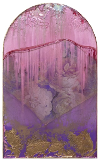 "6.27.22 – 7.5.22" Colorful Contemporary Arched Floral Landscape Painting 2022