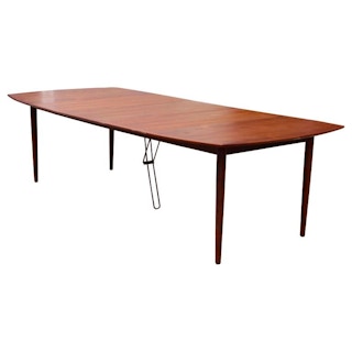 Expandable Modern Danish Teak Dining Table with Removable Leaves