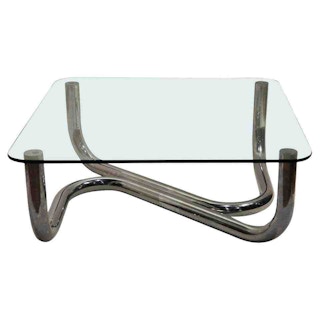 Organic Mid-Century Modern Chrome and Glass Coffee Table, 1970s