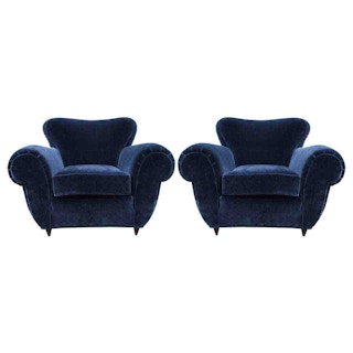 Ultra Luxe Pair of Italian Modern Lounge Chairs Attributed to Giulio Minoletti