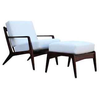 Mid-Century Modern Danish Style Kofod-Larsen for Selig Lounge Chair and Ottoman