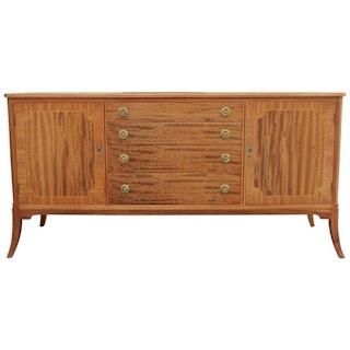 Modern Elegant Banded Mahogany Klismos Wood Buffet or Sideboard