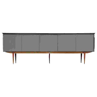 Stunning Modern Grey Italian Long Gio Ponti Style 1950s Sideboard / Credenza