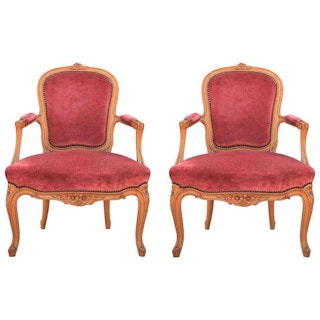 Diminutive Pair of French Louis Style Armchairs