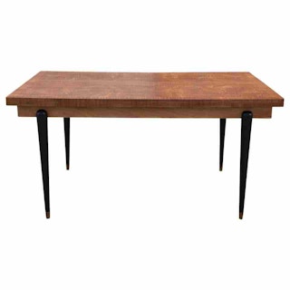 Modern Italian Natural Satinwood Restored Extending Dining Table / Desk