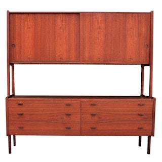 Danish Mid-Century Modern Teak Two-Tier Sideboard Hutch RY20 by Hans Wegner