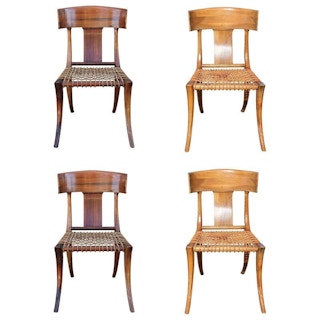 Set of 4 Kreiss Klismos Bleached Wood Dining Chairs
