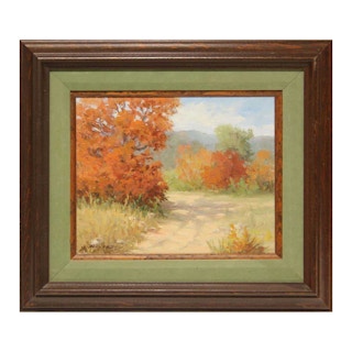 Fall Abstract Impressionist Landscape Painting 1950s
