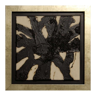 Black and White Impasto Gestural Abstract Mixed Media Painting 2004