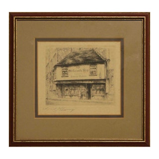 The Old Curiosity Shop Immortalized by Charles Dickens Realist Landscape Etching Late 19th Century