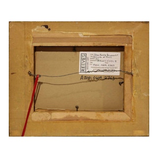 Early 20th Century Realist Still Life Interior Painting with Fruits and Drapery