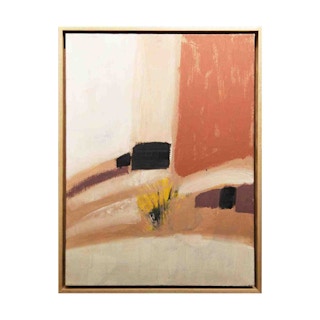 Modern Pink, Yellow, and Black Abstract Geometric Painting 1970s