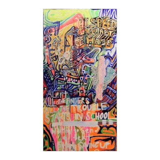 "Zero Absences" Longitudinal Neon Contemporary Abstract Calligraphy Painting 2016