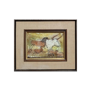 "Lascaux Caves / The Great Hall of Bulls" Abstract Cave Painting on Porcelain 1980s