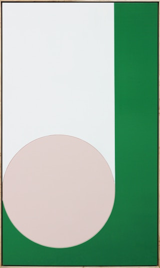 “Undulation” Large Longitudinal Pink, White, and Green Abstract Geometric 2022
