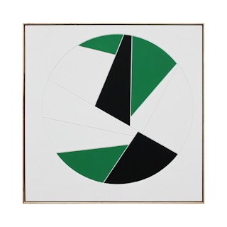 "Barnacle" White and Green Abstract Geometric Mixed Media Contemporary Painting 2022