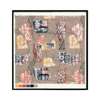 Modern Orange, Brown, Yellow, and Black Geometric Abstract Pattern Painting Early 20th Century