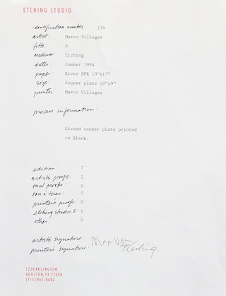 "D" Contemporary Black and Gray Toned Abstract Copper Plate Etching 1994