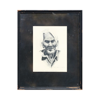 "Charlie's Widow - Black Mountain, Ariz." Realistic Portrait Pencil Drawing 1970