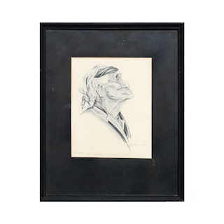"Hosteen Nex - Navajo Mountain, Ariz." Realistic Profile Portrait Pencil Drawing 1970