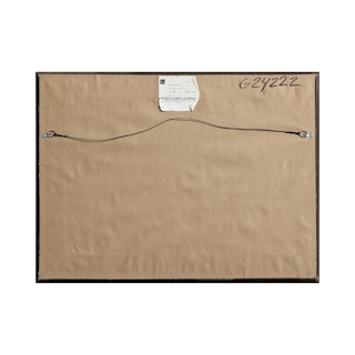 "Four Winds" Blue House with White Roof in Yellow Field Abstract Landscape 1983