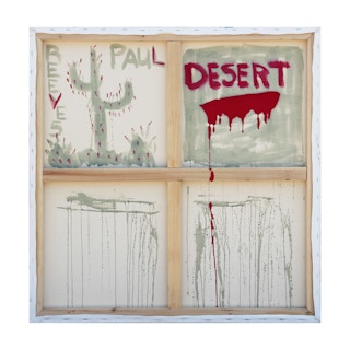 "Desert" Pastel Peach, Blue, and Gray Abstract Geometric Patterned Painting 21st Century