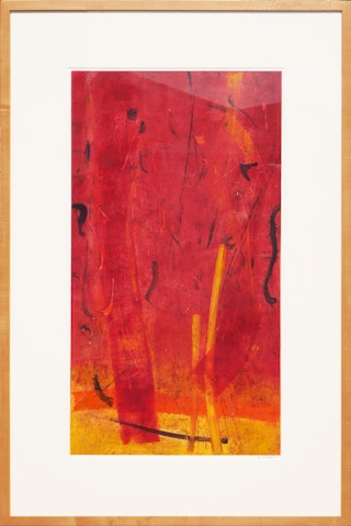 Contemporary Red, Orange, and Yellow Warm-Toned Abstract Expressionist Monoprint 2005
