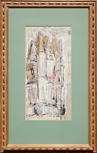 "House of Charleston" Modern Abstract Landscape Painting of a Victorian House 1951