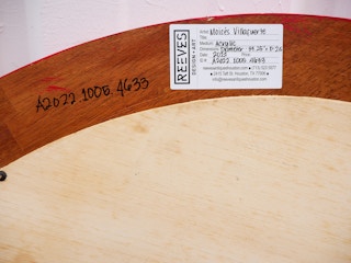 Neutral-Toned Contemporary Painting of a Face in a Bright Red Frame 2022