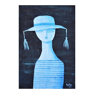 "Lydia" Blue Abstract Figurative Painting 2022