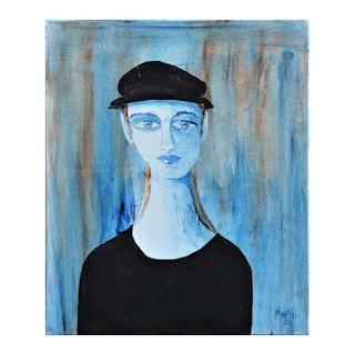 "Adrian" Blue Abstract Figurative Painting 2022