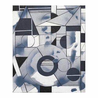 Contemporary Black, White, and Gray Monochrome Geometric Abstract Painting 2022