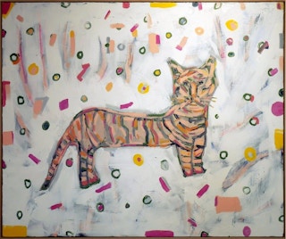 "Kitty, Kitty" Large Abstract Contemporary Expressionist Cat or Tiger Painting 2022