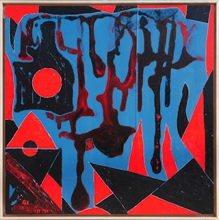 "Neanderthal" Contemporary Blue and Red Geometric Abstract Painting 2023