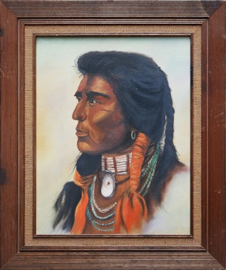 Naturalistic Neutral Toned Portrait Bust of a Native American Male Figure 20th Century