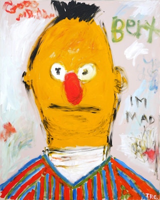 "Bert" Contemporary Abstract Pop Art Figure Painting of Sesame Street Character 2022