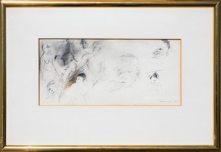 Ida Kohlmeyer Monochromatic Abstract Figurative Sketch Drawings of Faces