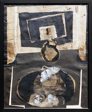 Black and White Abstract Figurative Mixed Media Collage 20th Century