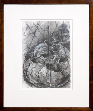 Monochromatic Abstract Graphite Drawing of Large Pots 1989