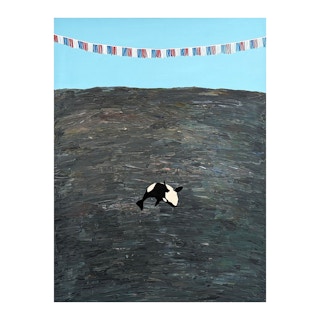 “Be dazzled” Colorful Contemporary Ocean Seascape Painting of a Jumping Orca 2013