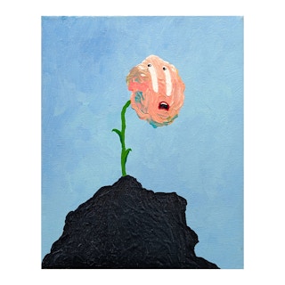 “Oh god here it comes” Colorful Contemporary Figurative Surrealist Painting 2017