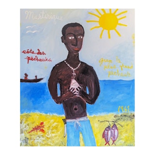 "Martinique- Côte des Pêcheurs" Contemporary Gestural Abstract of Man on Beach 2024
