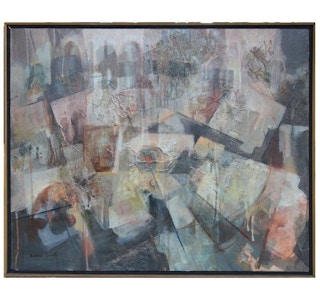 "Arches at Amelia" Abstract Cubist Painting 1970's