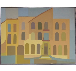 Audra Evert "The Apartment" Cubist Style Architectural Painting 20th Century