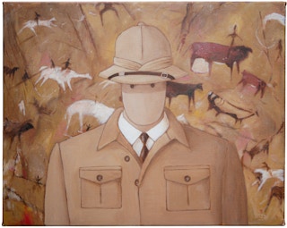 “Lascaux Khaki” Brown Abstract Figurative Contemporary Painting 2022