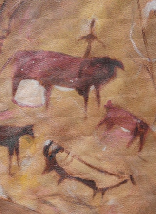 “Lascaux Khaki” Brown Abstract Figurative Contemporary Painting 2022