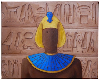 “The Pharaoh’s Lover” Blue and Brown Abstract Figurative Contemporary Painting 2022