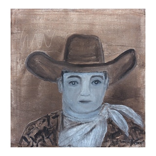 "Cowboy" Contemporary Sepia & White Western Cowboy Inspired Painting 2024