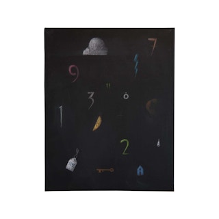 "Today’s Mood" Contemporary Surrealist Painting of Numbers & Weather Icons 2018