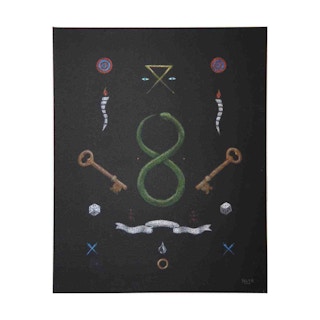 “Evanesce” Contemporary Abstract Surrealist Painting of Mystical Icons & Symbols 2019